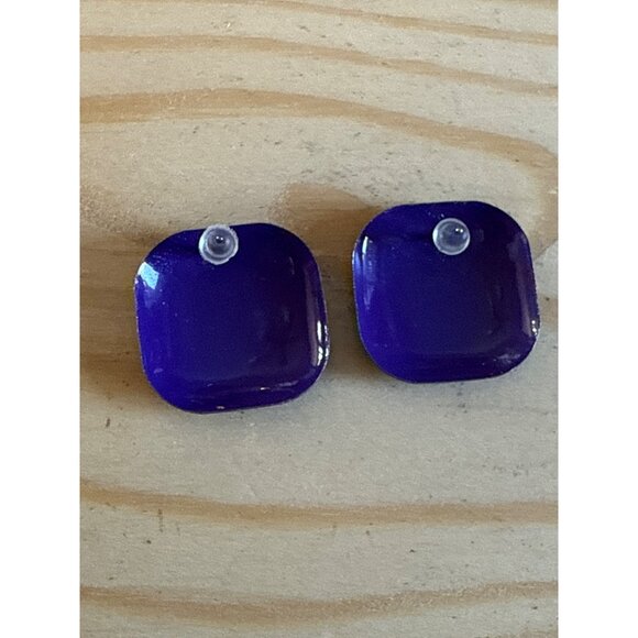Colorful Geometric Purple Clip-On Earrings - Picture 3 of 4